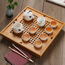  Tea tray Bamboo water storage household small tea table raw ore Purple sand Kung Fu tea set square simple tea sea