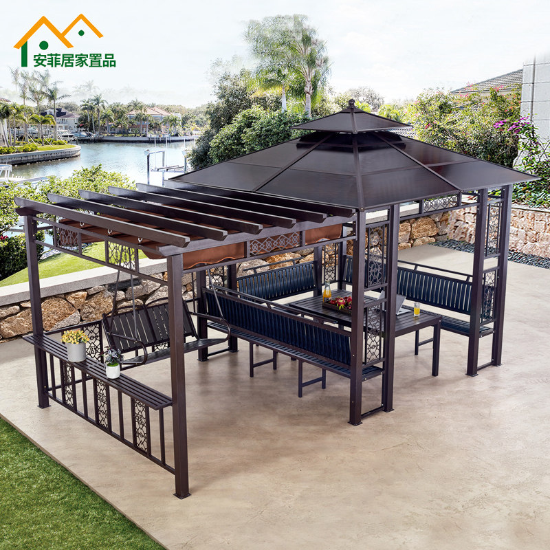 Outdoor Cool Pavilion Small Wooden House Cool Pavilion Tent Awning Four Columns Pavilions New Chinese Style Villa Courtyard Outdoor Leisure Farm