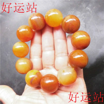 Promotional yellow dragon jade round beads mens bracelet polished jade hand beads yellow wax stone hand ornaments jade pendant mascot