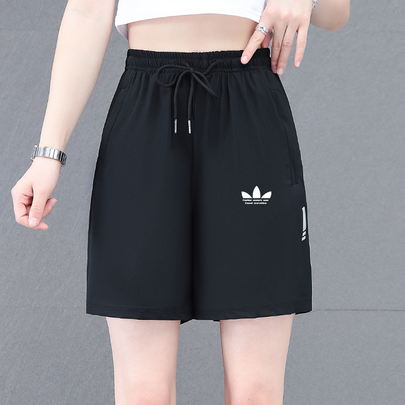 Sports Clover Casual Shorts for Women, Summer 2026 New Style, Ice Silk Quick-Drying, Loose, Slimming, Wide-Leg Five-Point Pants Sports Clover Casual Shorts for Women, Summer 2026 New Style, Ice Silk Quick-Drying, Loose, Slimming, Wide-Leg Five-Point Pants