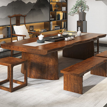 Solid wood tea table and chair combination New Chinese Zen Kung Fu tea table Office tea table Simple tea log large board table