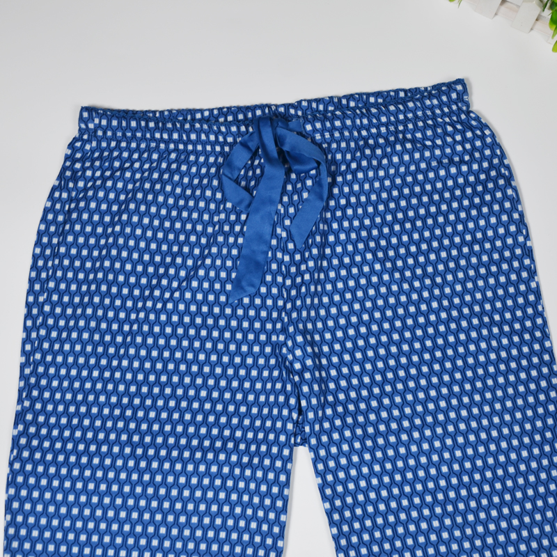 Châu Âu và Hoa Kỳ độc thân mùa xuân và mùa thu nữ mỏng phần cotton đan thoải mái rộng eo cao quần pyjama kích thước lớn quần nhà quần ống rộng nam