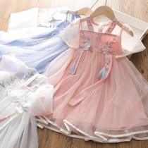 Girls Hanfu Summer dress Super Fairy mesh Princess skirt Chinese style childrens little girl Tang dress Western style dress Summer