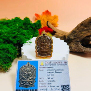 泰国佛牌搬运工 龙婆坤2537骑猪自身，红铜材质，金壳，萨玛空卡