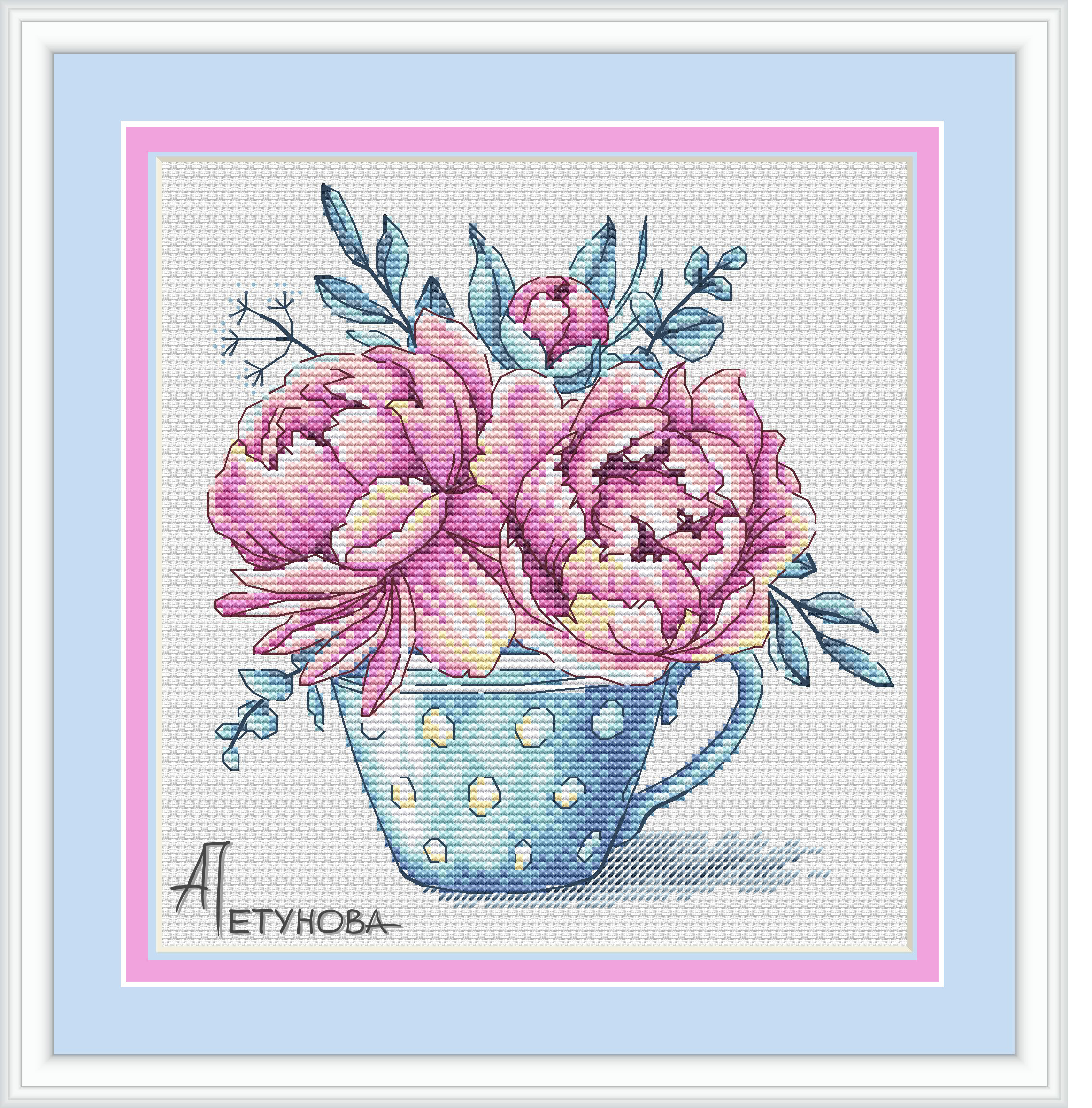 (Cat Cat Embroidery Workshop) R Line Self-matching pieces-the soft peony MM190607