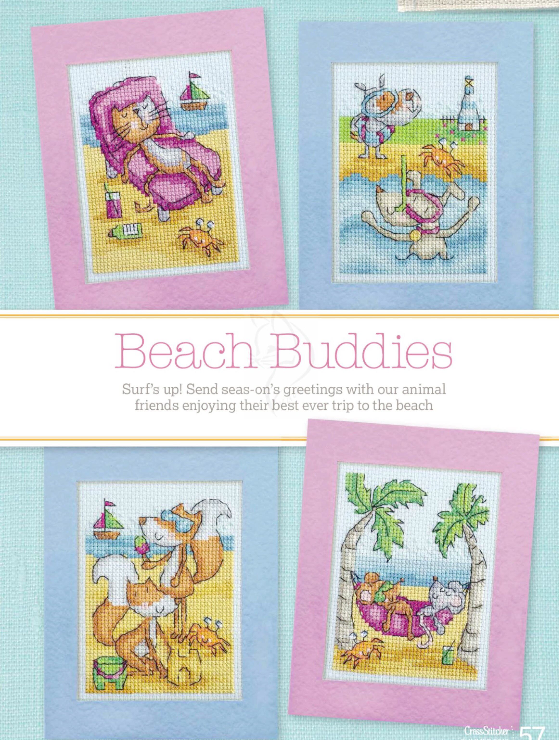 (cat and cat embroidery workshop) R line self-supporting piece-seaside small animal MM190703