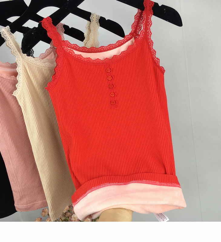 Dày cộng với nhung vest sling nhiệt đồ lót nữ mùa đông bó sát cơ thể cotton cổ thấp mặc áo sơ mi hàng đầu