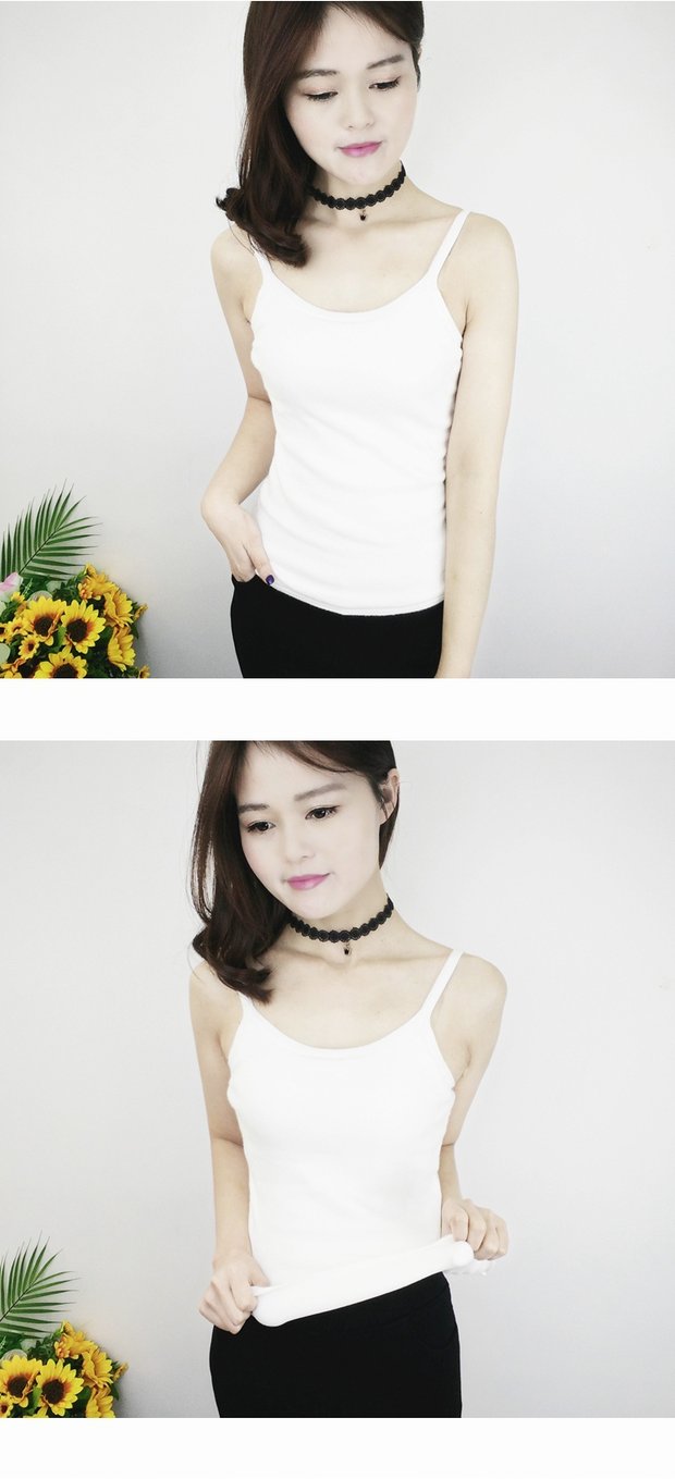 Mùa đông Hàn Quốc Slim cộng với nhung dày ấm áp vest nhỏ sling bên trong áo dệt kim chạm đáy Áo không tay Phụ nữ áo sát nách