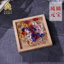 Tibetan Buddhism Colorful Crystal Small Yuanbao Gems for Buddha Eight Supplies for Manzha Yuanbao