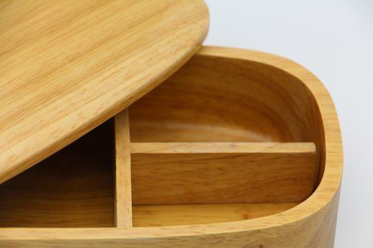 Natural Oak Wood Japanese-Style Tableware Lunch Box Eco-Friendly Bento Box Single-Layer Export Lunch Box Oval Kitchen Supplies