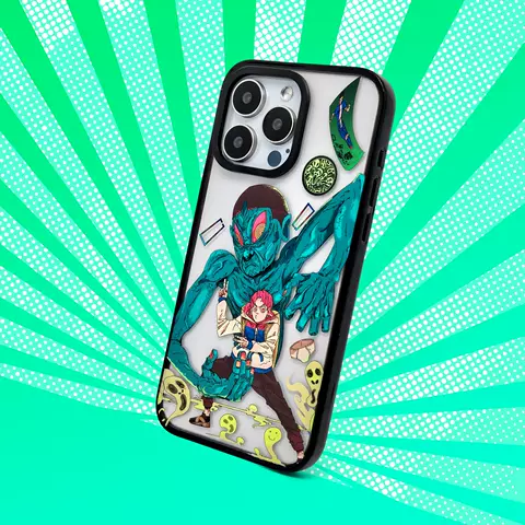 Teal Monster Pink-Haired Figure Anime Phone Case iPhone iPhone Case for iPhone 17, 16, 15, 14 and 13