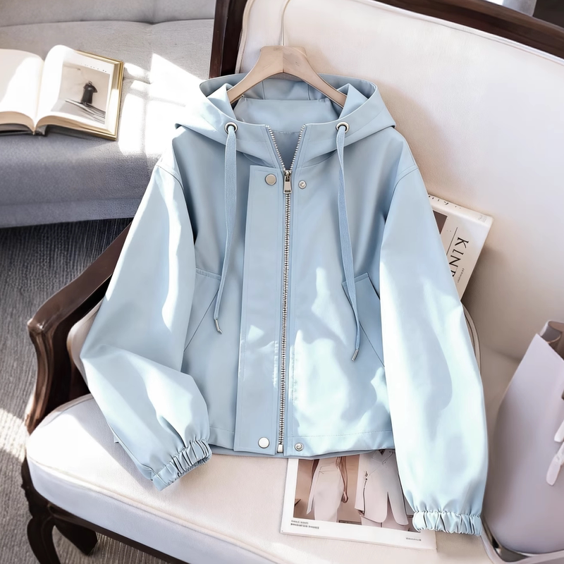 Short Hooded Jacket, Commuter Jacket for Women, 2025 New Spring and Autumn Style, Loose-Fitting Windbreaker Jacket