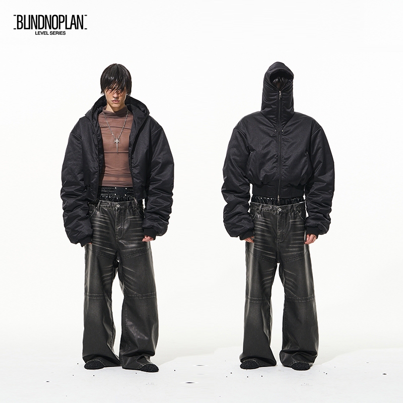 Blindnoplan 24Aw High-End Series Hooded Embroidered Studded Jacket Thickened Warm Cotton Coat