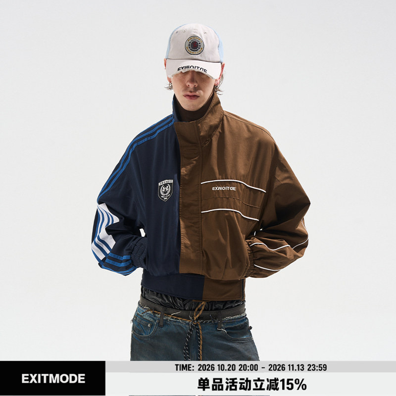 Exitmode by Blindnoplan 25Aw Contrast Color Yin-Yang Sports Jacket Design Short Jacket