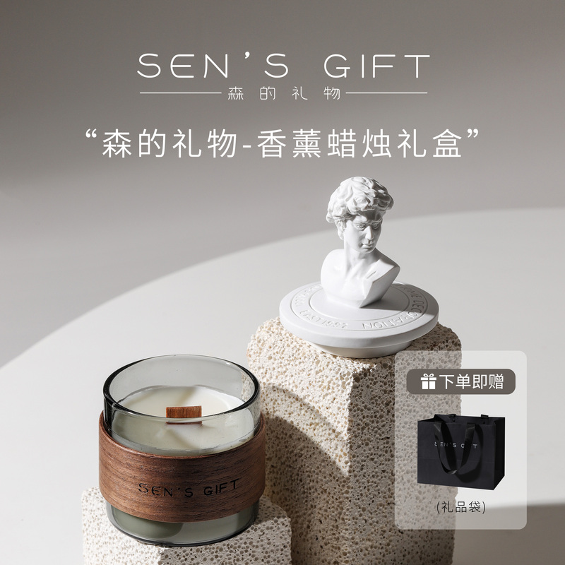 Sen's Gift Scented Candle Gift Box Niche High-End Bedroom Decoration Plant Fragrance Cedar Fig Magnolia Branch