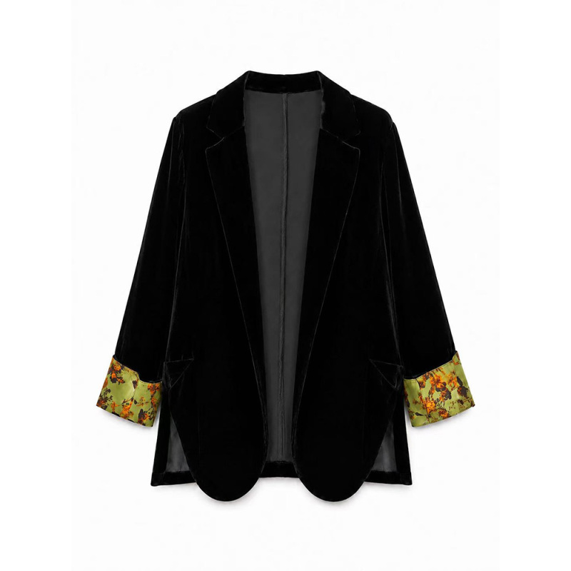 100% Mulberry Silk New Retro Color-Blocking Casual Loose Black Blazer Cardigan Elegant Slimming Top Js32 100% Mulberry Silk New Retro Color-Blocking Casual Loose Black Blazer Cardigan Elegant Slimming Top Js32