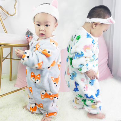 婴儿防踢被连体睡衣法兰绒儿童睡袋