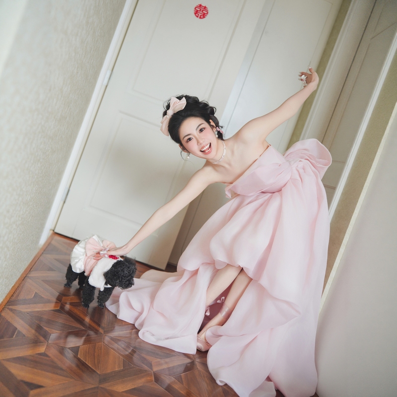 Pink Strapless High-End Dressing Gown Engagement Bride's Toast Dress 2026 New Super Fairy Adult Ceremony Princess Dress Pink Strapless High-End Dressing Gown Engagement Bride's Toast Dress 2026 New Super Fairy Adult Ceremony Princess Dress
