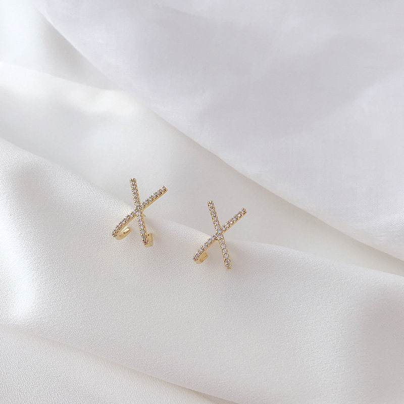 Ear Pin Temperament Cross Earrings X Fasted Net Red Mosquito Coil Dish Ear Clip Women Advanced Sensation Lukewarm Air Without Earthy Ear Accessories