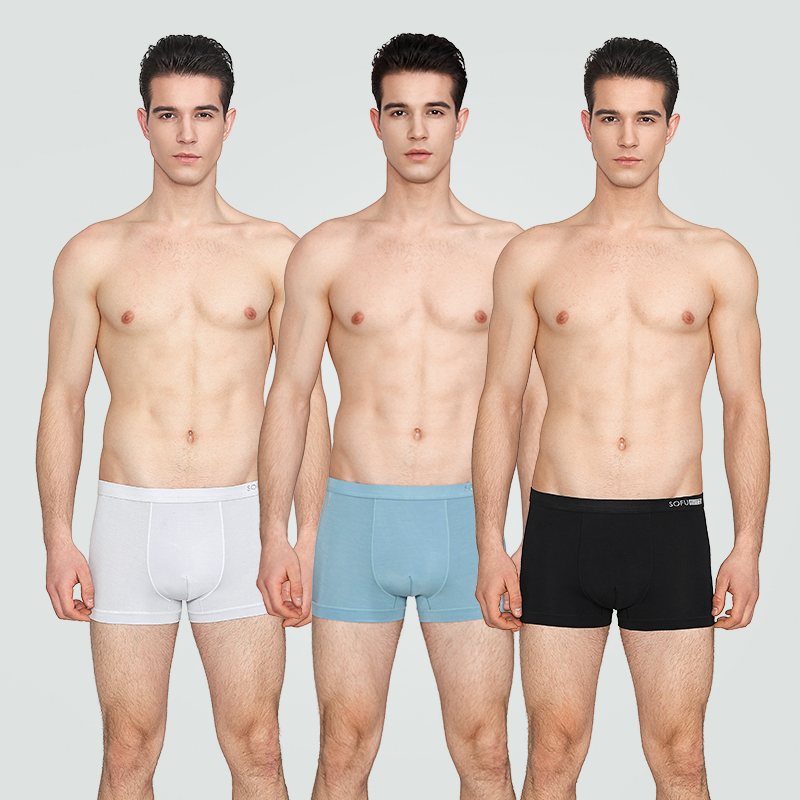 3 Shufang Mordale kháng khuẩn cỡ lớn quần lót phẳng góc mens trung eo trẻ cảm thấy thoải mái thở quần short bốn-góc.