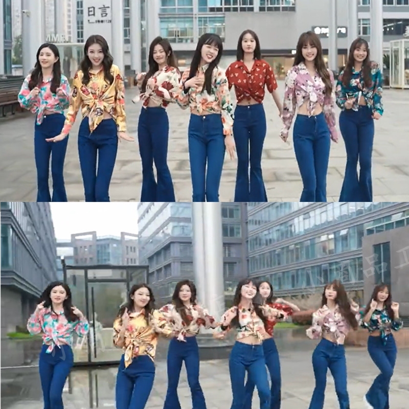 Hong Kong Style Flower Guardian Performance Costume 80S and 90S Memories Retro Floral Shirt Performance Dance Costume Children's Day