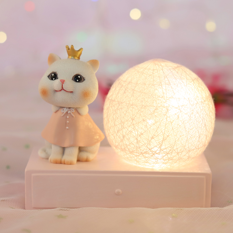 Princess Cat Line Ball Small Night Light Send Girlfriend Practical Couple Birthday Gift Lights New Year Swing Piece Living Gadget