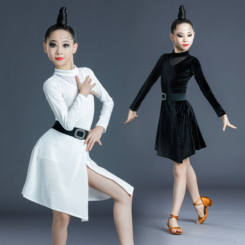 Latin dance clothes girls spring and summer children's verification test competition performance practice clothes girls pull one-piece dress