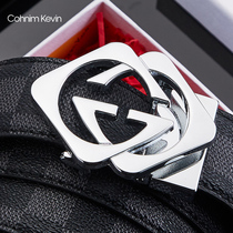 Mens leather alloy automatic buckle business leisure belt youth belt gift simple versatile young people