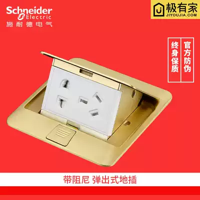 Schneider switch socket with damping five-hole ground plug-in pop-up socket ground socket all copper waterproof