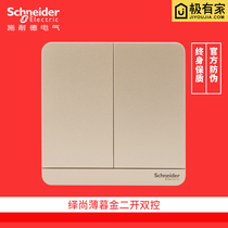 Schneider switch socket panel Yishang series golden two-open double-control two-position bipolar power supply type 86