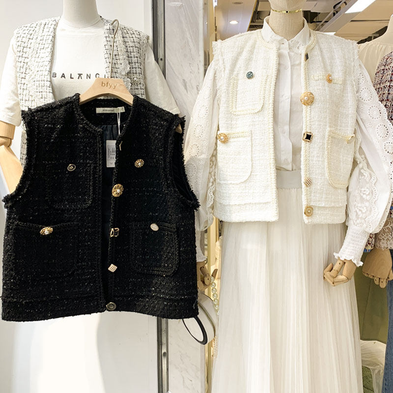 South Korea's Dongdaemun 2022 autumn all-match vest women's outer waistcoat Hong Kong style short coat small fragrance vest women