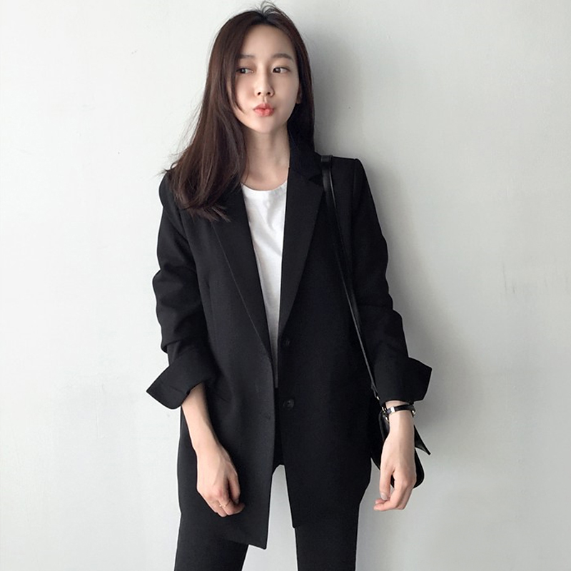 2022 autumn new Korean version loose casual slim Korean suit temperament all-match black small suit jacket women