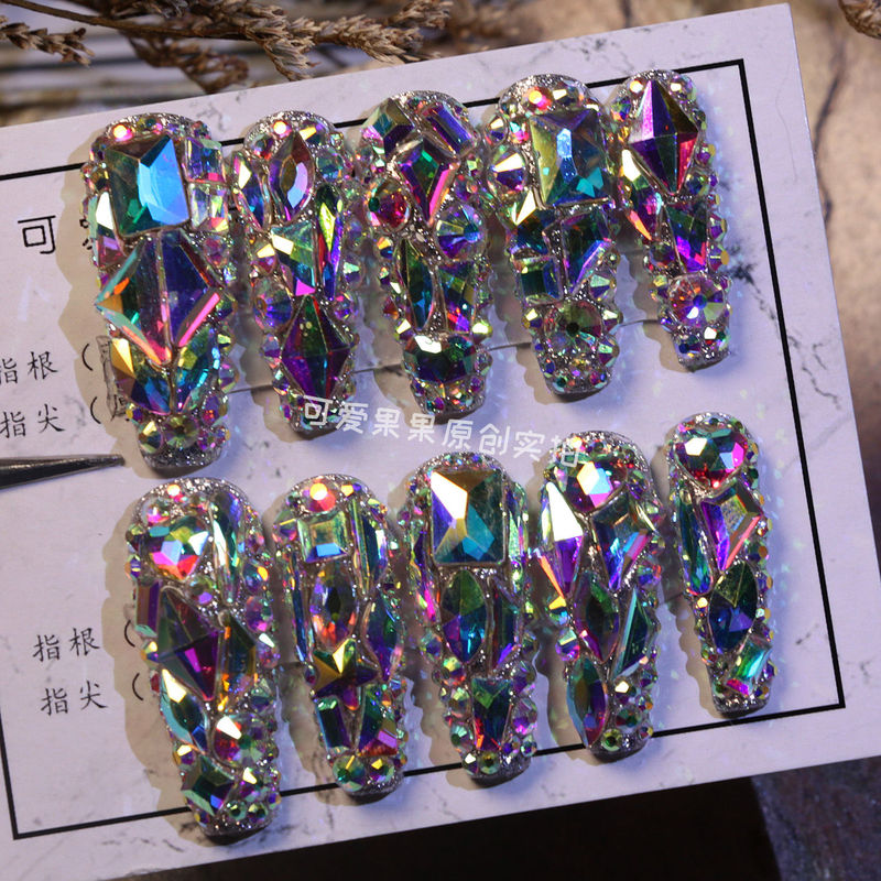 Finished Nail Patches, Wearable, Internet-Famous, Hot-Selling, Brightening, Super Shiny, Full Diamond Style, Wearable Fake Nail Patches, Bridal Nails Finished Nail Patches, Wearable, Internet-Famous, Hot-Selling, Brightening, Super Shiny, Full Diamond Style, Wearable Fake Nail Patches, Bridal Nails