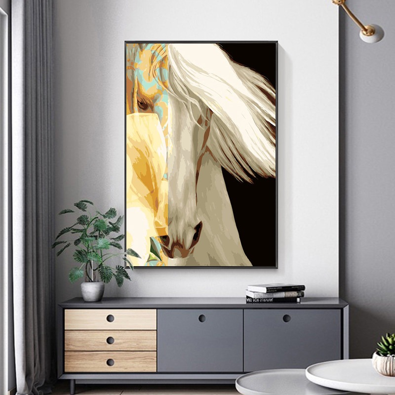 Golden Horse DIY digital oil painting Nordic light extravagant living room dining hall modern minimalist Hyun Guan Decoration Painting immediately rich