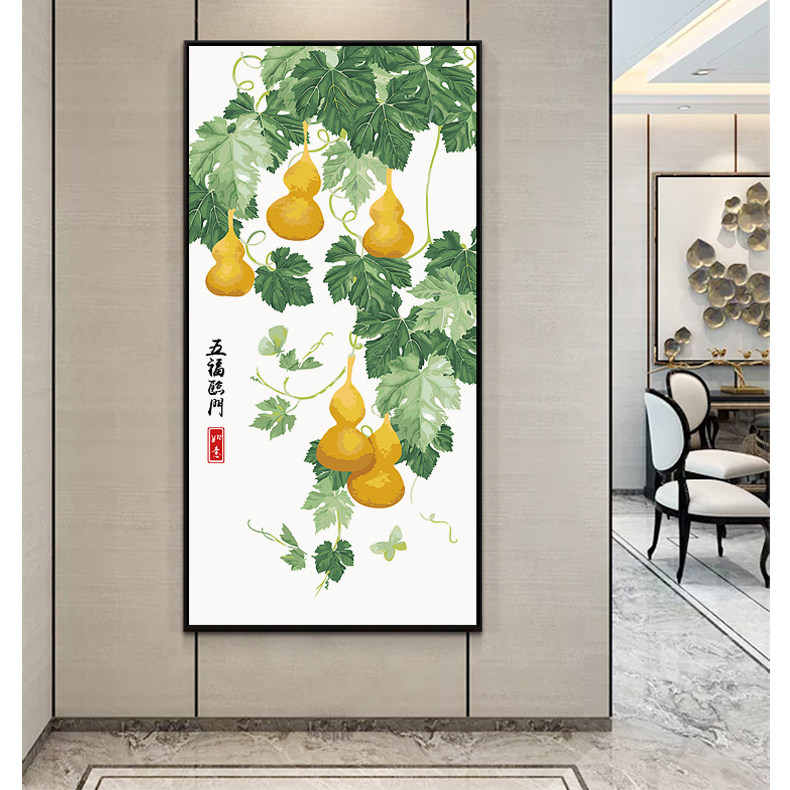 Vertical edition of Diy Diy Diy Diy Diy Diy large living room Xinhuan oil color decoration painting painting Hulu