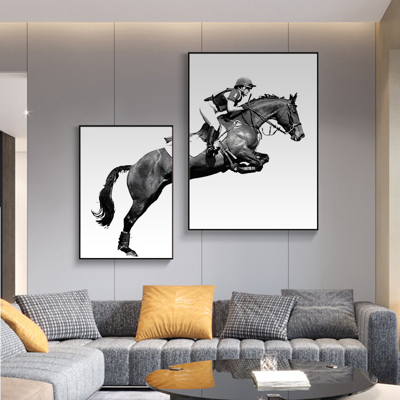 DIY Digital Oil Painting Nordic Living Room Decoration Painting Sofa Hanging Painting Modern Brief Joins Wind Dining Hall Hung Painting Horse Racing