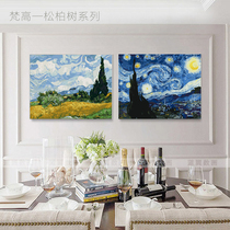 Van Gogh European-style famous painting diy self-painted digital oil painting living room oil color painting abstract scenery Starry Sky wheat field pine cypress tree