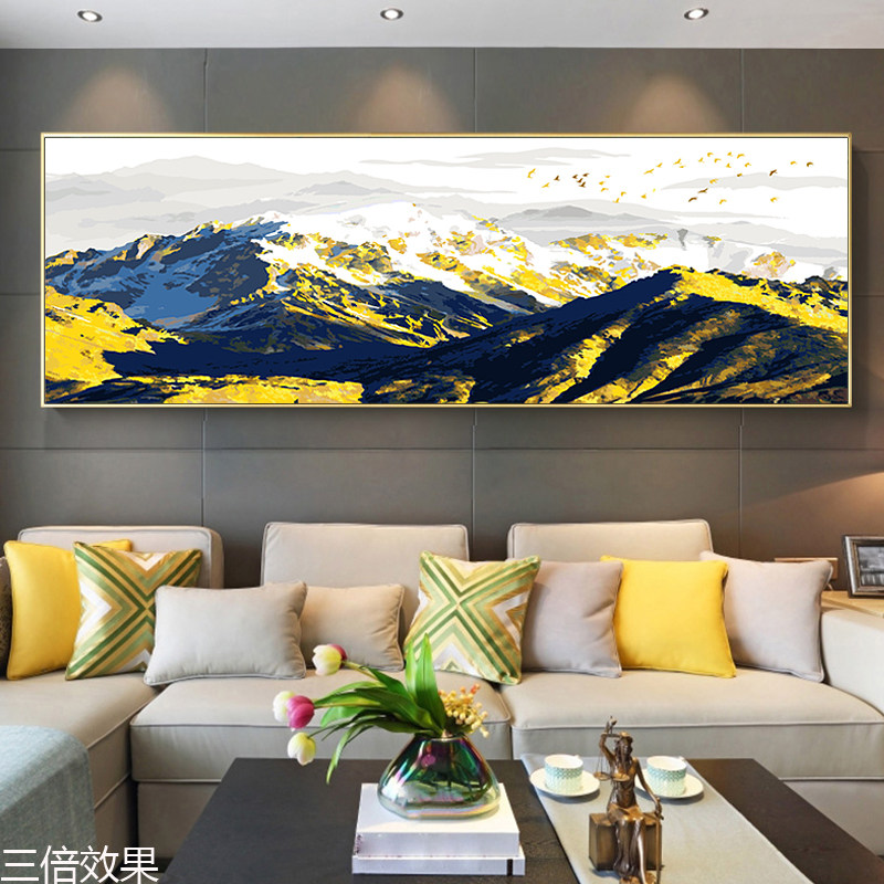 The large horizontal version of the financial DIY digital oil painting living room scenery modern Nordic feng shui decorative painting back to Jinshan