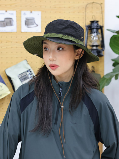 THE HOBOO Japanese spliced ​​quick-drying fisherman hat women's summer outdoor denim hiking hat men's sun protection