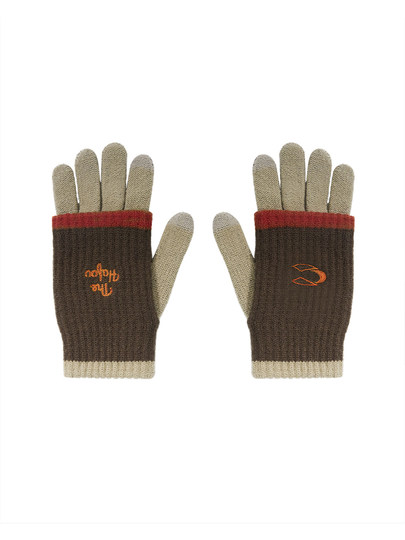Original small embroidery double-layer warm gloves for women in winter outdoor cycling cold-proof finger gloves for men