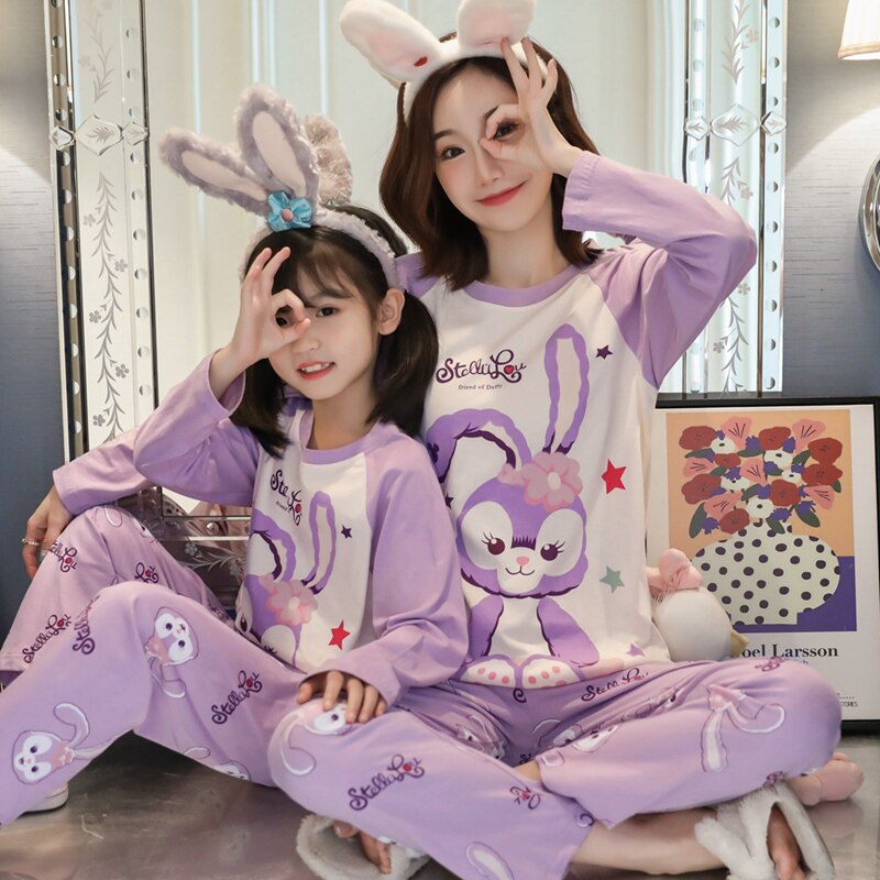 Foreign Pie Mother Girl Pyjamas Pure Cotton Long Sleeves Pro-Spring Fall cute girl CUHK Scout Children's Home Home Clothing