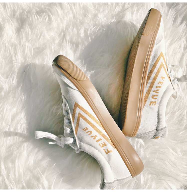 Feiyue / bước nhảy da trắng giày thấp để giúp đôi giày vải nam và giày nữ bình thường giày siêu cháy - Plimsolls top giày sneaker nam
