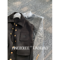 HNBIGLEE soft and light handmade cashmere double-sided carriage embroidered gold buckle lapel casual jacket
