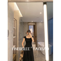  HNBIGLEE French high-end sense Hepburn super thin shoulder clavicle elegant temperament dress big special~
