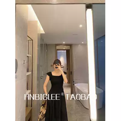 HNBIGLEE French advanced sense Hepburn super thin pull shoulder collarbone elegant temperament dress Big ~