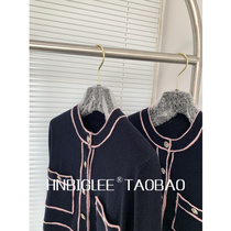 HNBIGLEE comfortable and thin piping color cashmere knitted top short conventional two specifications