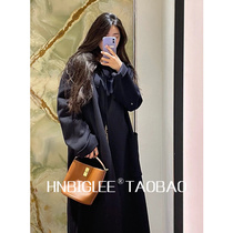 HNBIGLEE handmade double-sided cocoon type non-button lace-up waist minimalist temperament medium-length cashmere coat