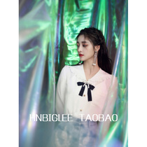 Temperament invincible~five-pointed star embroidery navy collar heavy 04 crepe silk shirt school girl age-reducing top female