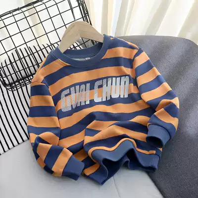 2021 Children's new long-sleeved children's clothing Girls thick T-shirt spring and Autumn bottoming shirt Boys T-shirt medium and large children's striped top