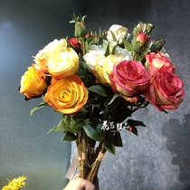 3 banding Paris rose flocking simulation flower bag heart rose bride holding flower home vase table coffee table